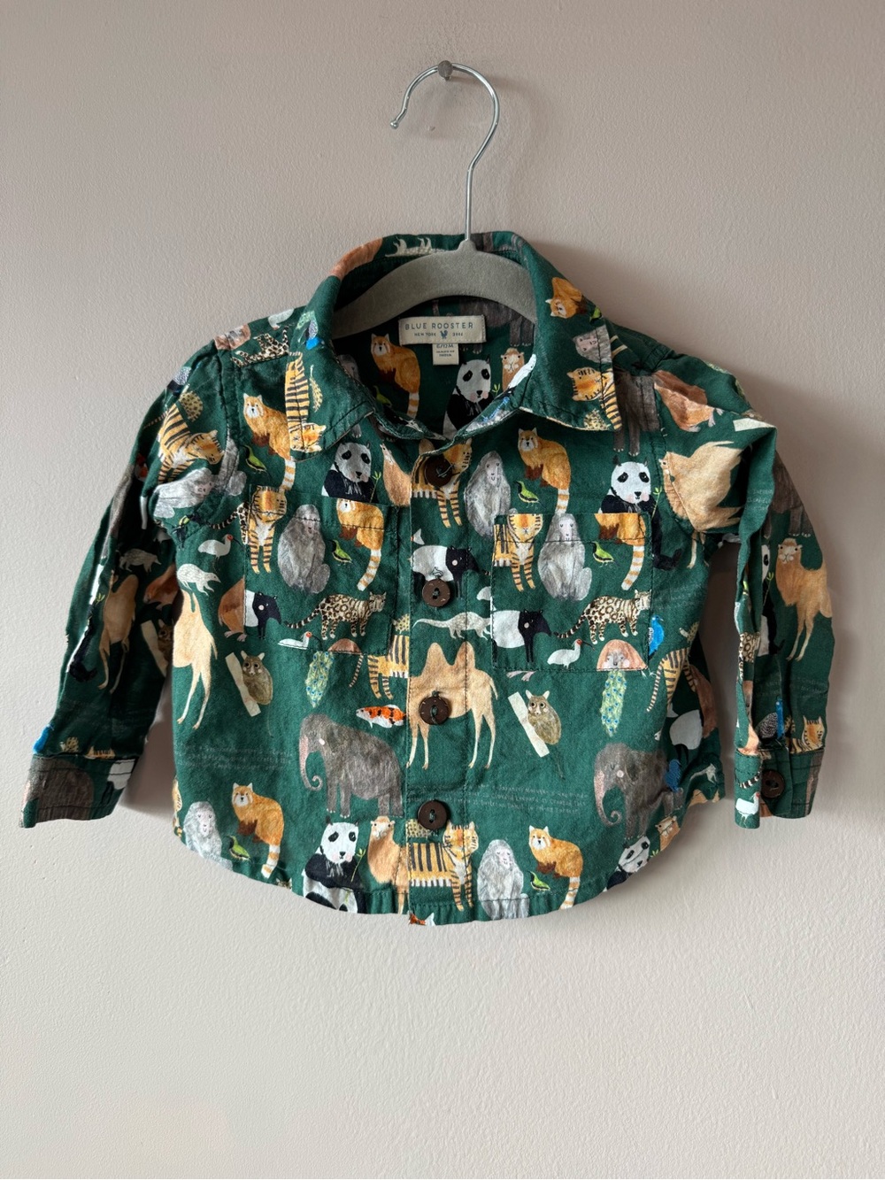Blue Rooster New York Safari Animals of Asia Print Button Down Size 6-12 Months